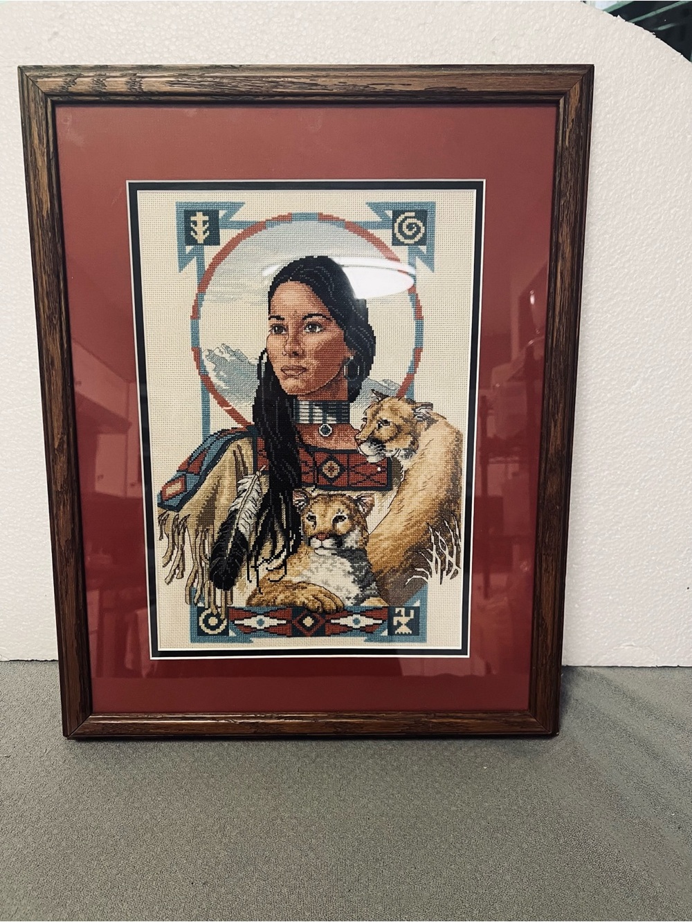 Dimensions Spirit Of The Cougar Framed Cross Stitch Needlework Native American